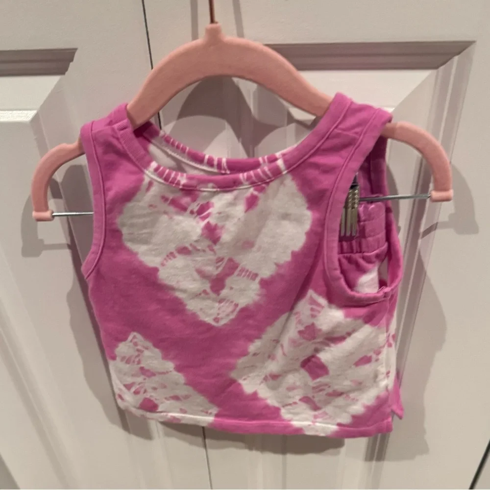 Girls Pink Tie-Dye Tank & Shorts Matching Set